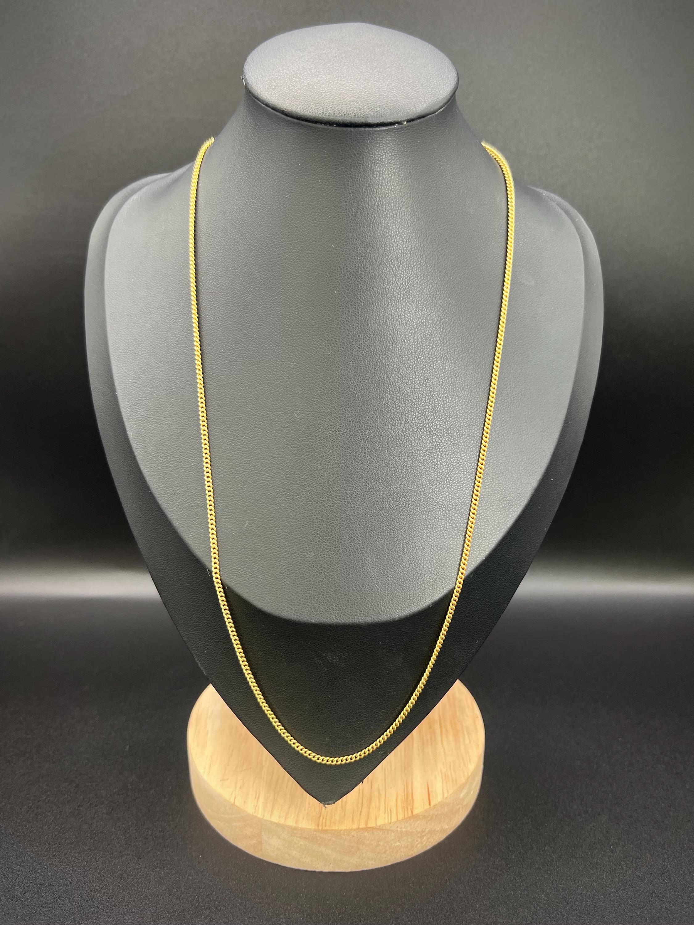 Antique 15ct Yellow Gold, Edwardian 20 Inch Fine Curb Chain with Barrel Clasp For Sale 4