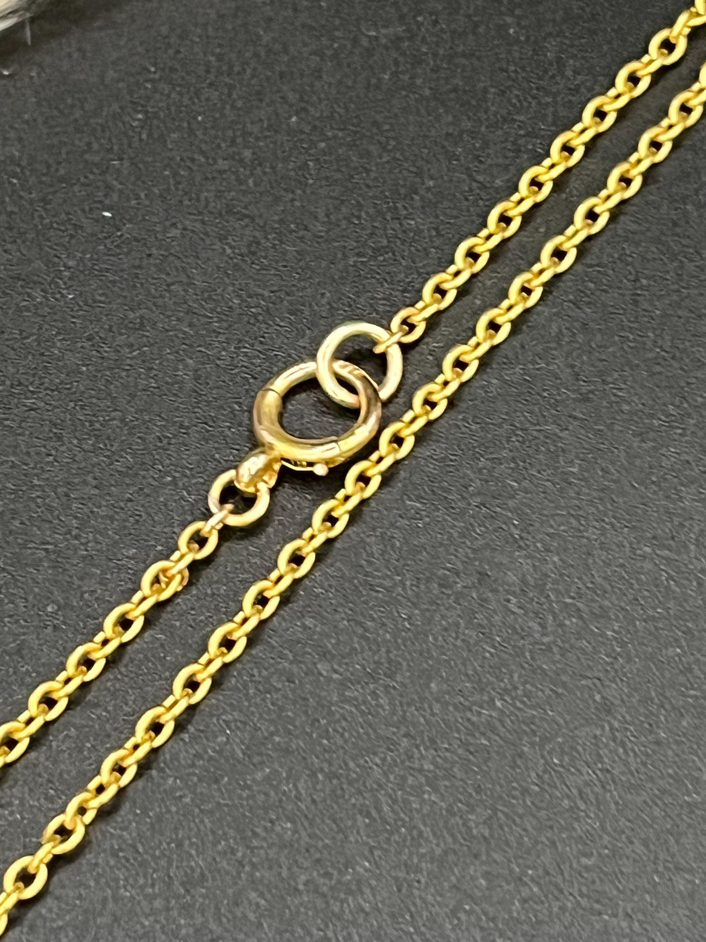 Women's or Men's Antique 15ct Yellow Gold, Edwardian 18 1/2 Inch Trace Link Chain Necklace For Sale