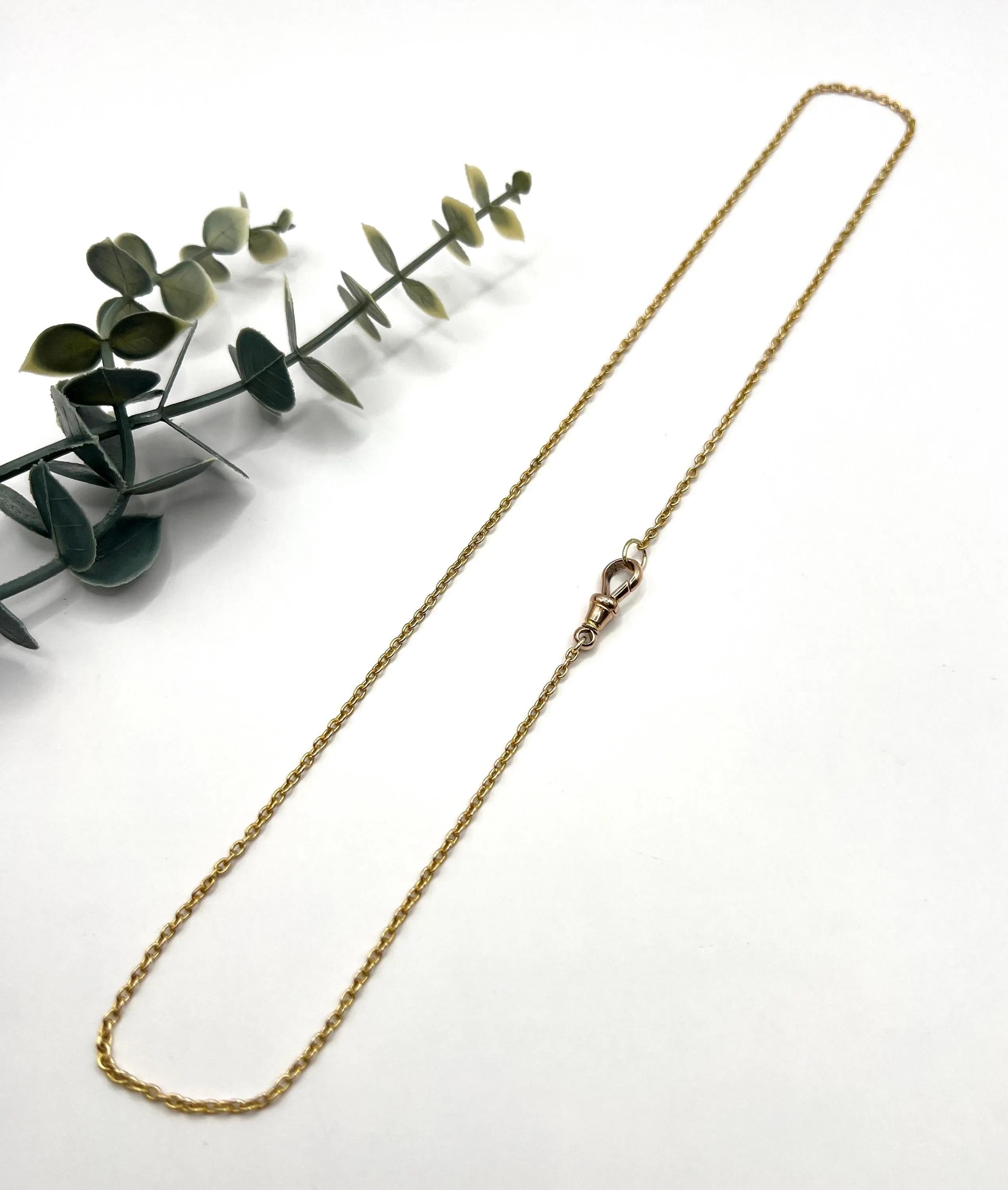 Antique 15ct Yellow Gold, Edwardian 21.5 Inch Trace Link Chain with Swivel Clasp en venta 5