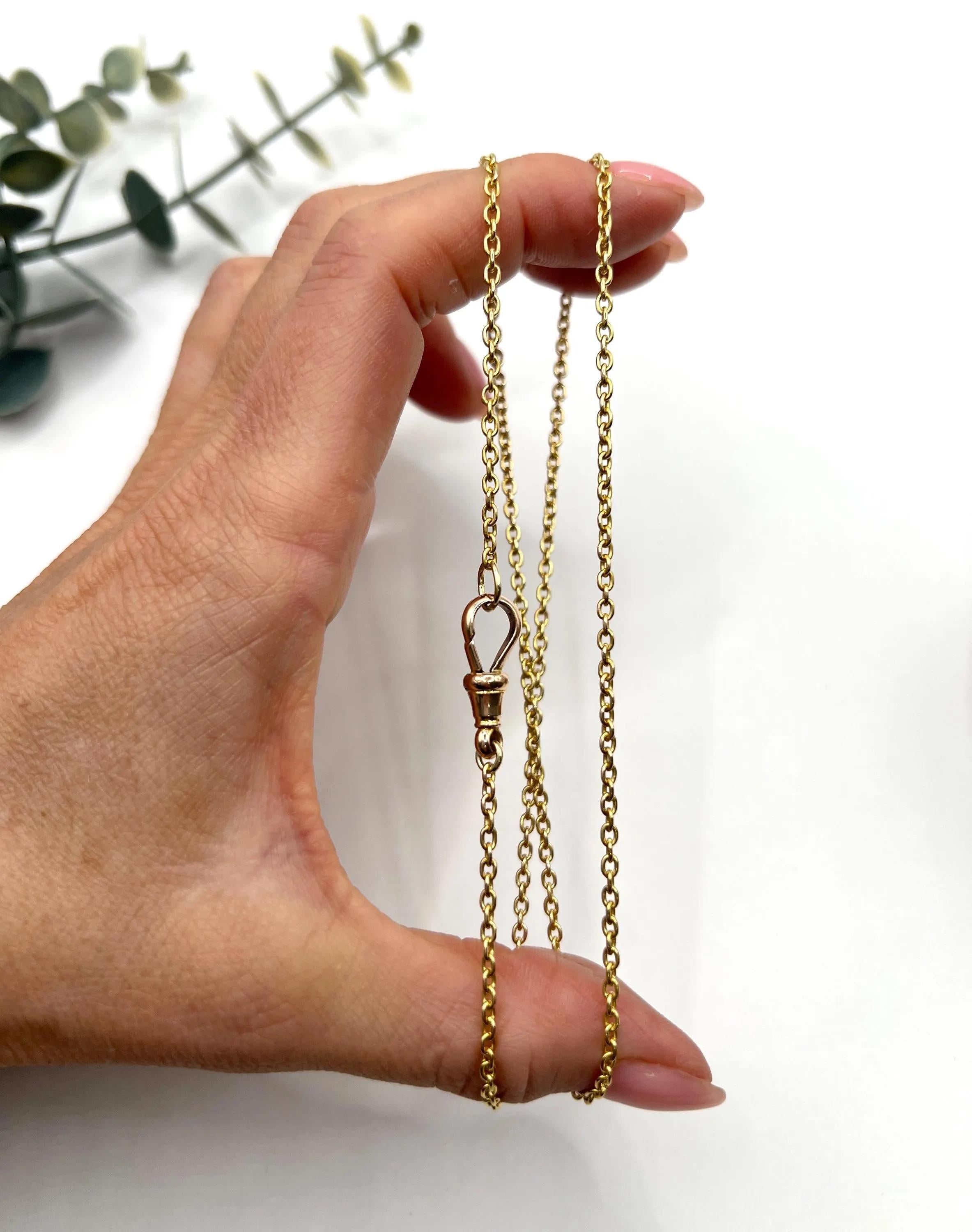 Antique 15ct Yellow Gold, Edwardian 21.5 Inch Trace Link Chain with Swivel Clasp en venta 6