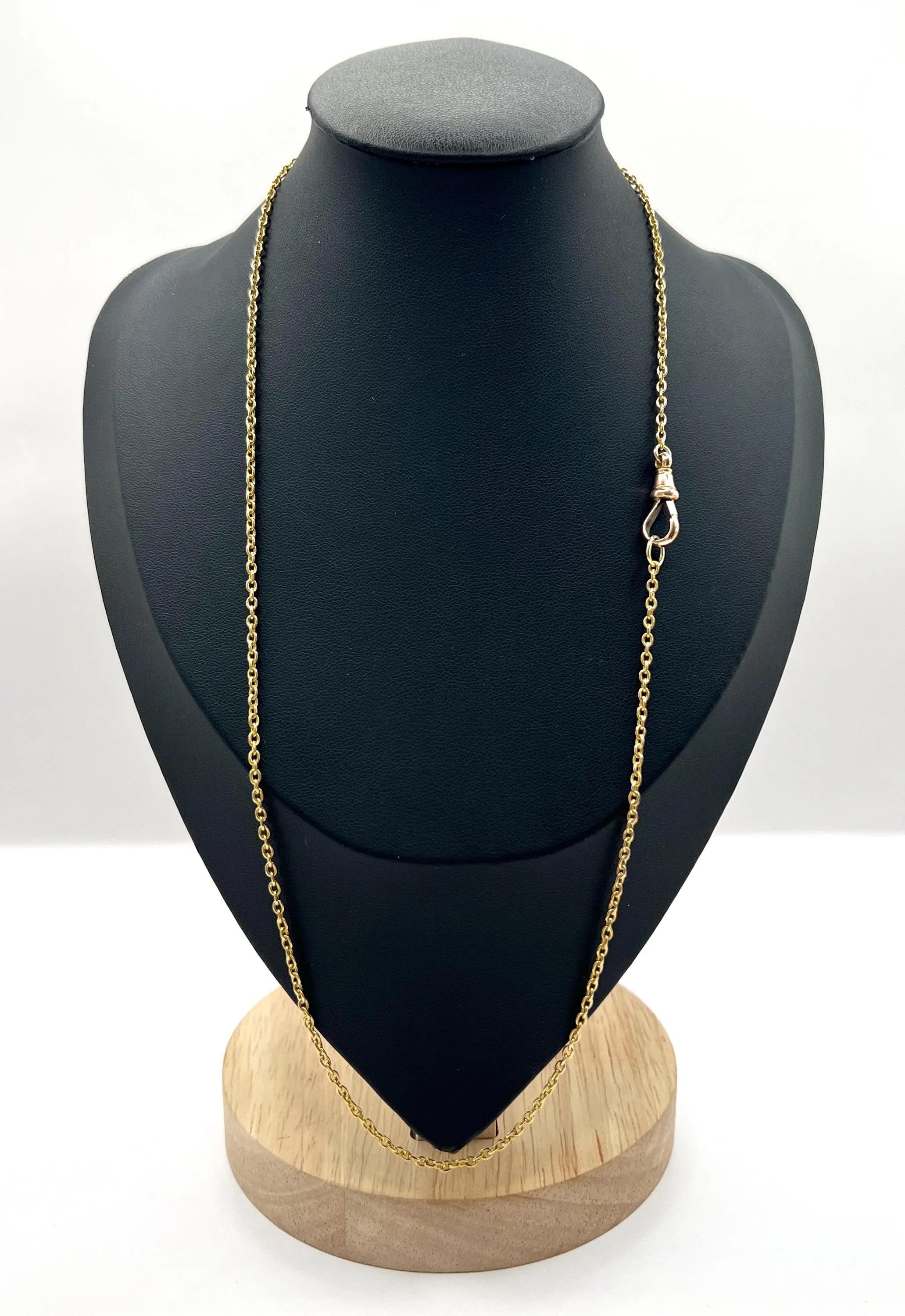 Antique 15ct Yellow Gold, Edwardian 21.5 Inch Trace Link Chain with Swivel Clasp Eduardiano en venta