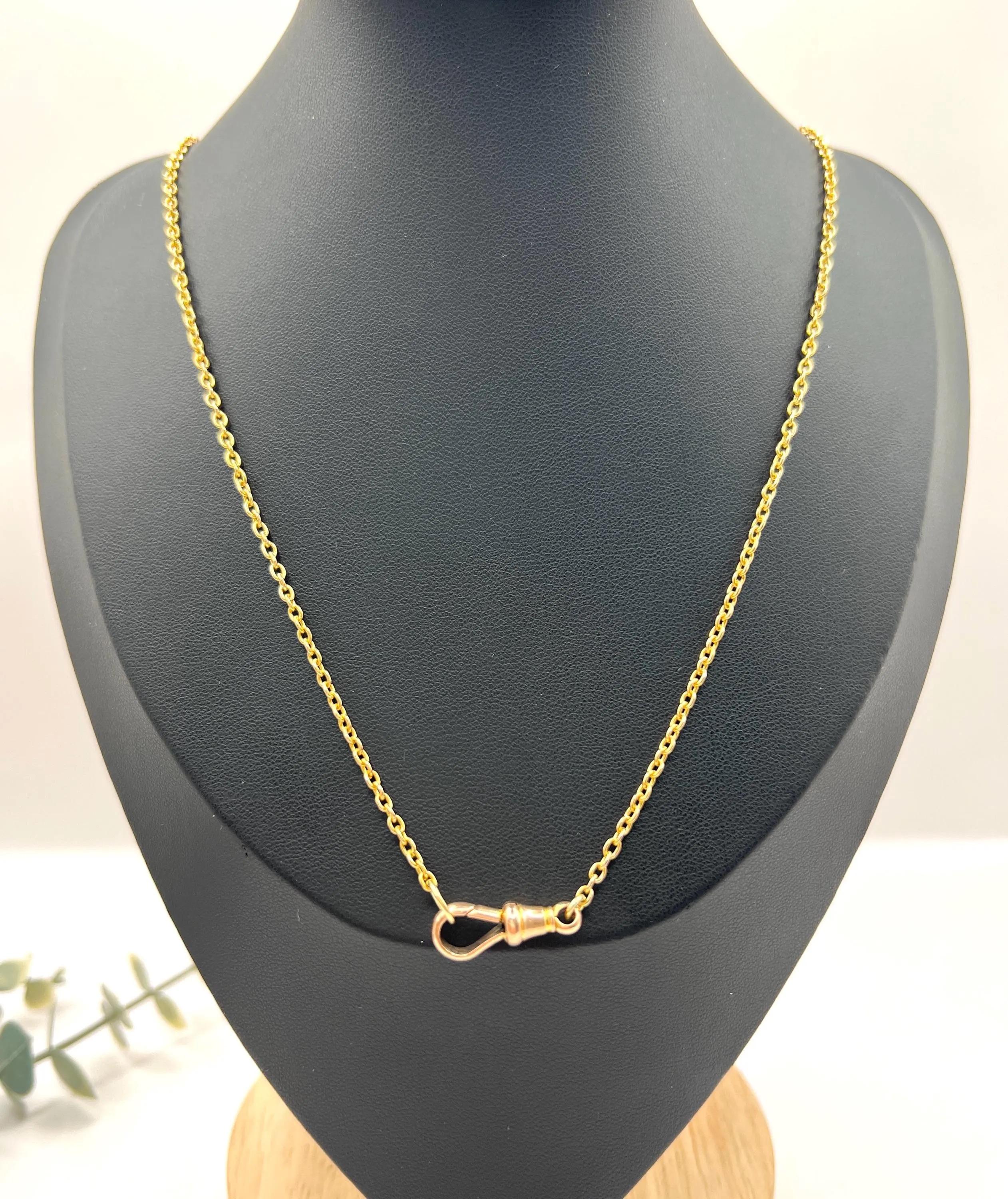 Femenino o masculino Antique 15ct Yellow Gold, Edwardian 21.5 Inch Trace Link Chain with Swivel Clasp en venta