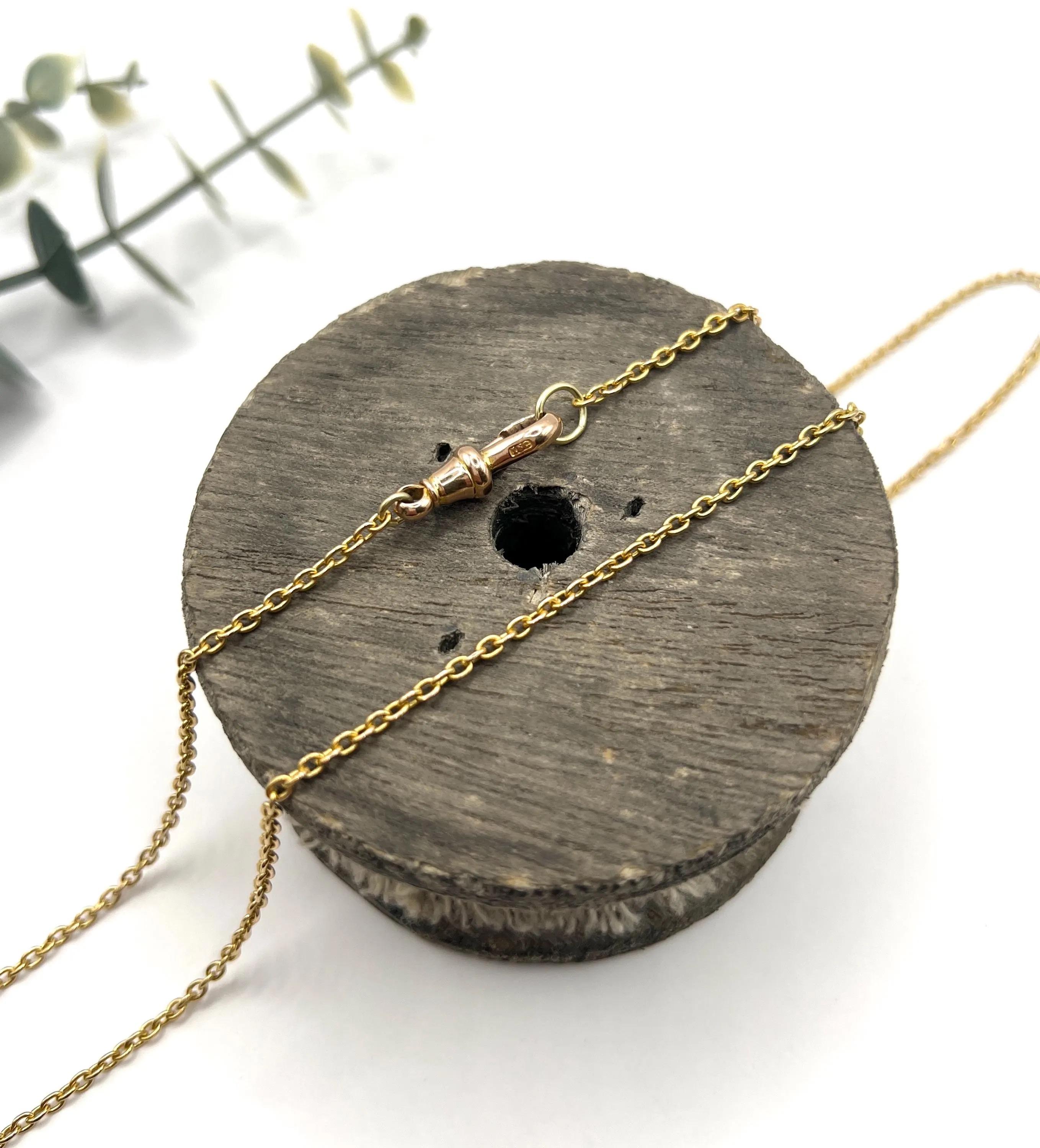 Antique 15ct Yellow Gold, Edwardian 21.5 Inch Trace Link Chain with Swivel Clasp en venta 1