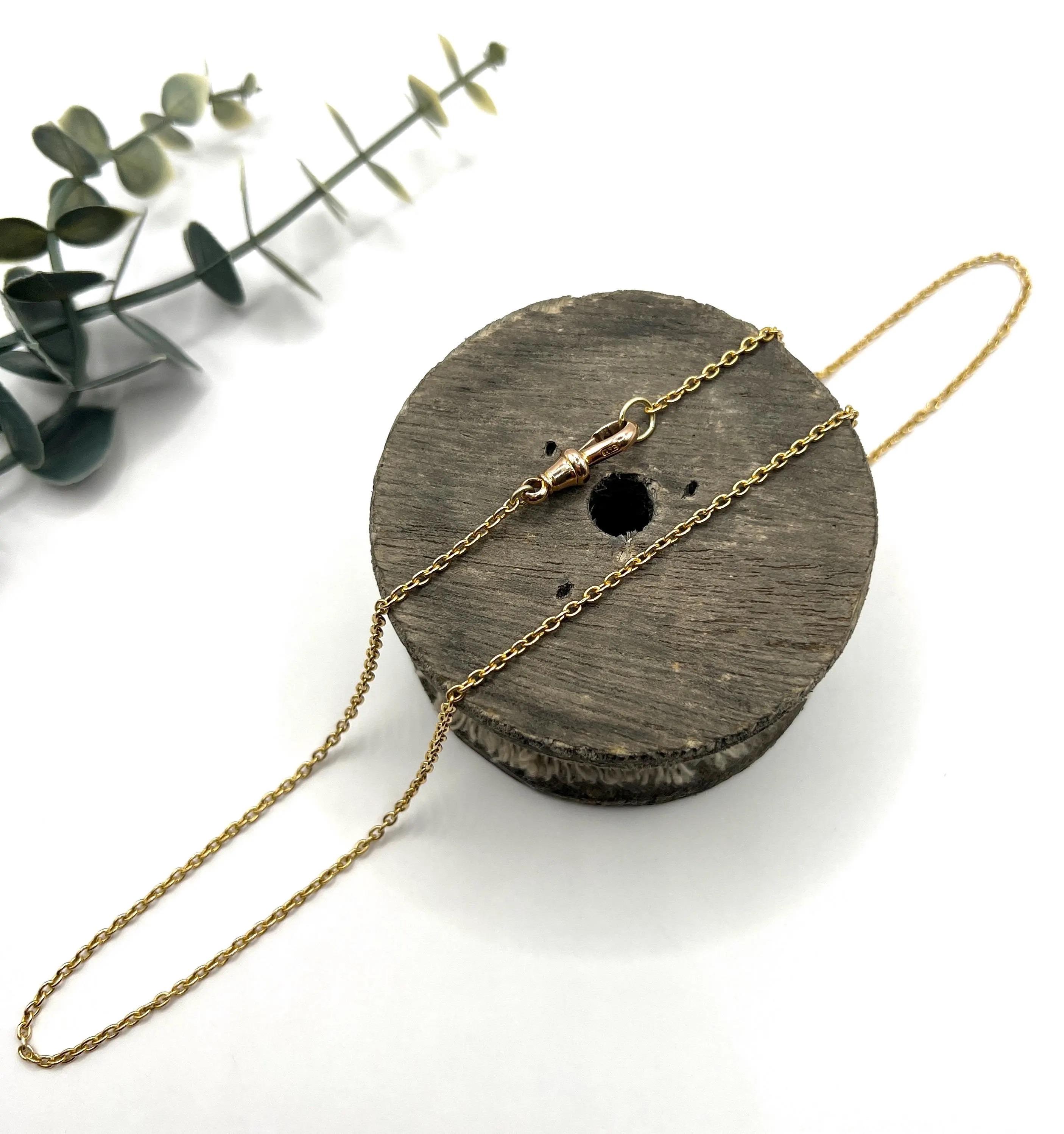 Antique 15ct Yellow Gold, Edwardian 21.5 Inch Trace Link Chain with Swivel Clasp en venta 2