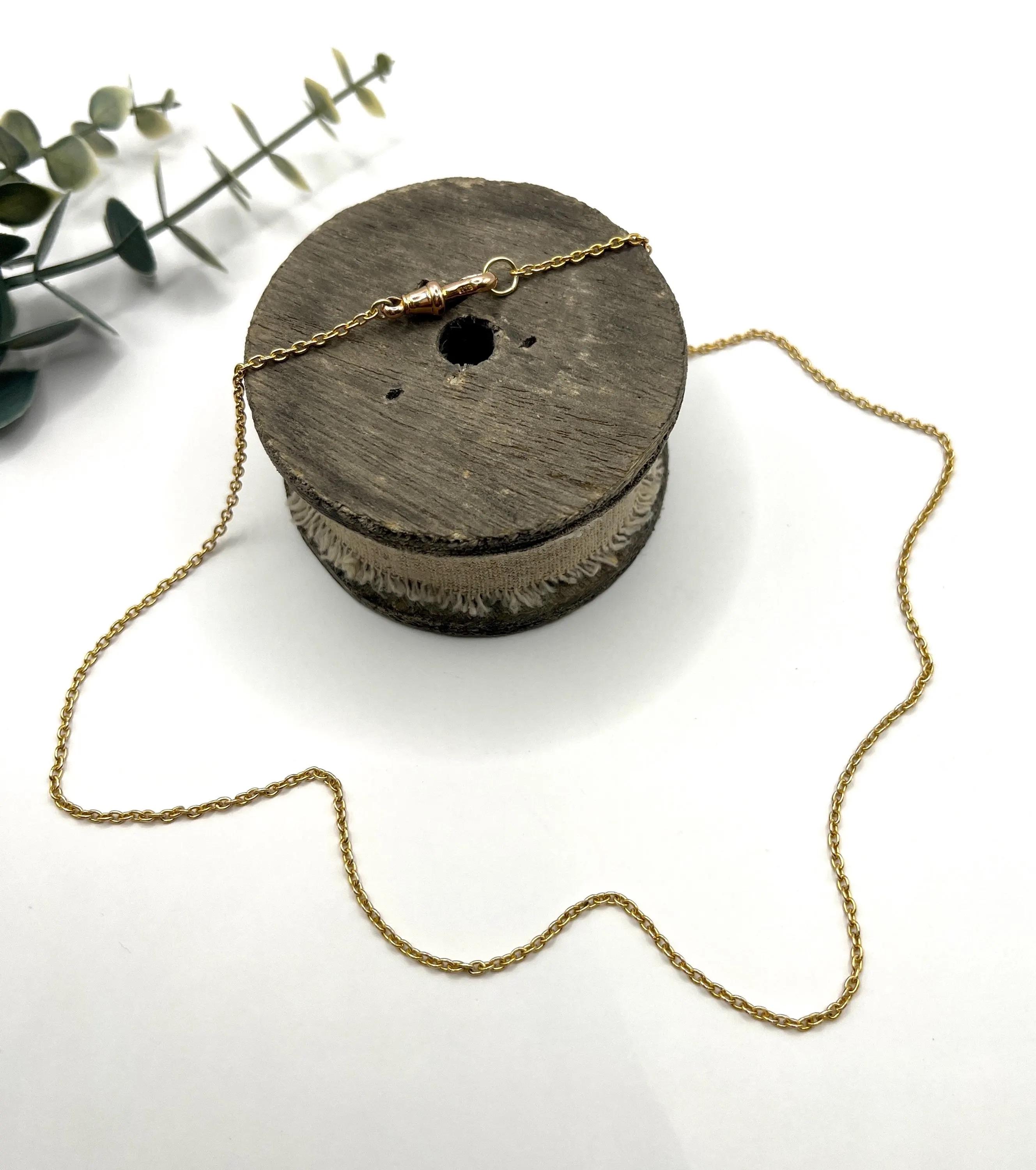 Antique 15ct Yellow Gold, Edwardian 21.5 Inch Trace Link Chain with Swivel Clasp en venta 3