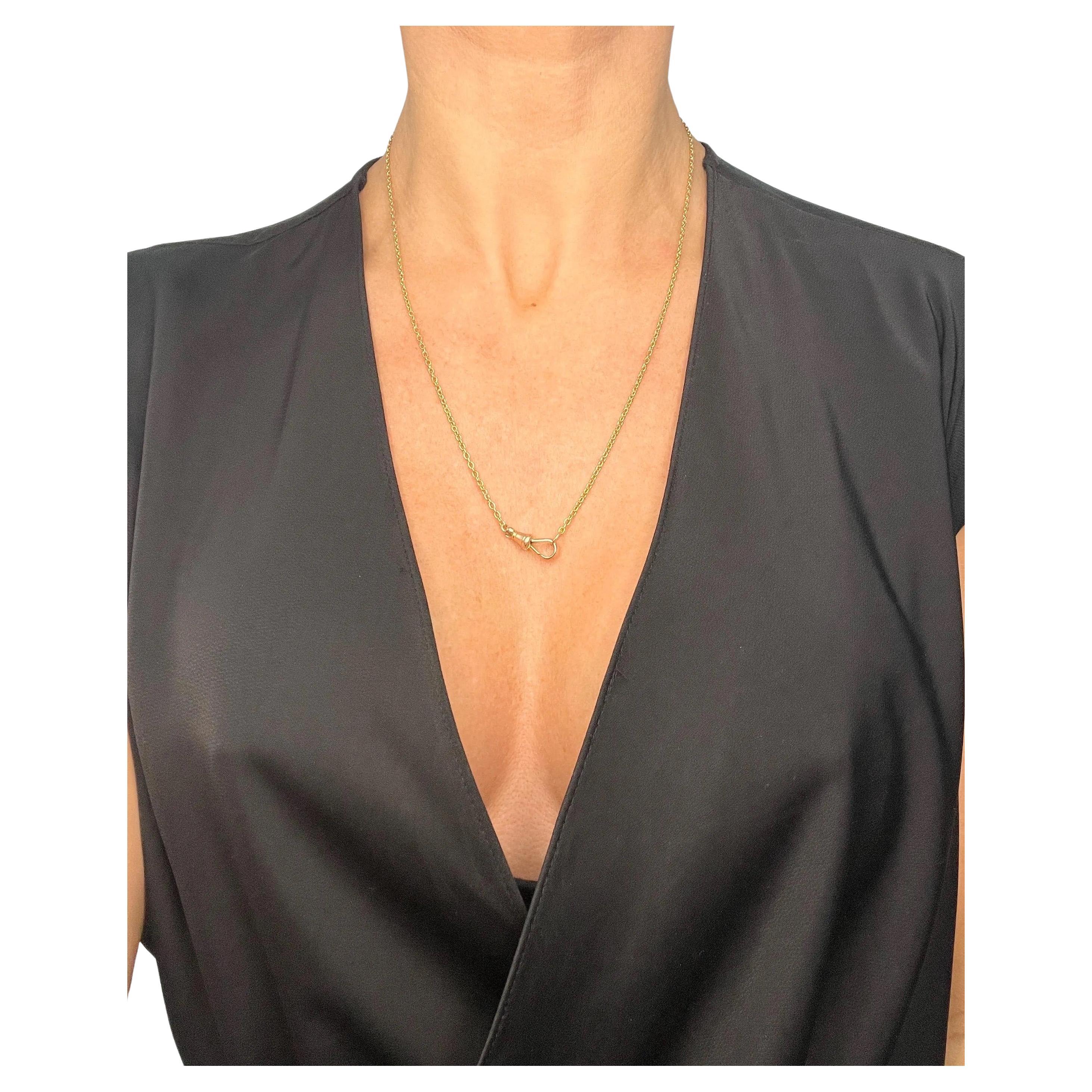 Antique 15ct Yellow Gold, Edwardian 21.5 Inch Trace Link Chain with Swivel Clasp