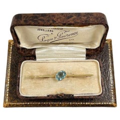 Antique 15ct Yellow Gold, Edwardian Aquamarine Bar Brooch