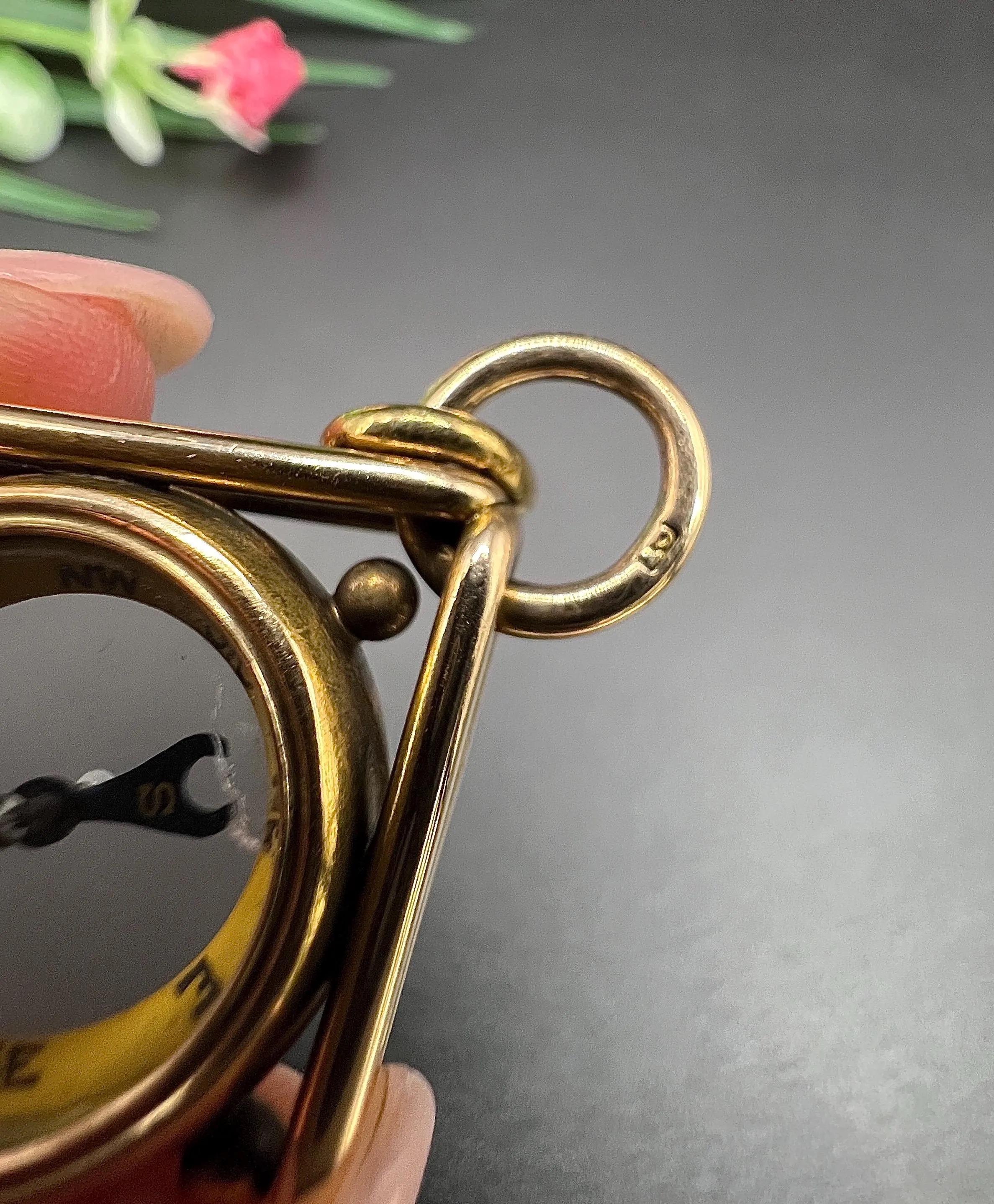 Ciondolo antico in oro giallo 15ct, bussola edoardiana in vendita 2
