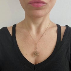 Antique 15ct Yellow Gold, Edwardian Diamond & Seed Pearl Pendant/Brooch