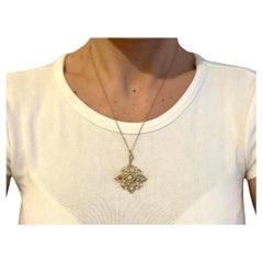 Antique 15ct Yellow Gold, Edwardian Diamond 
Seed Pearl Pendant / Brooch