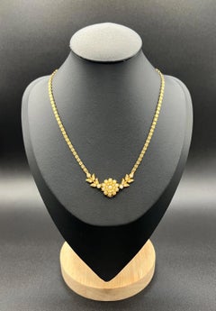 Antique 15ct Yellow Gold, Edwardian era Floral Pearl Collar Necklace