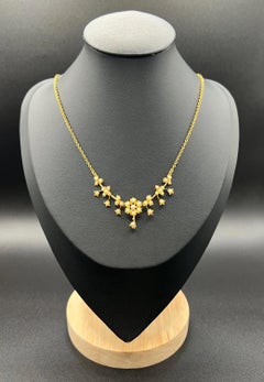 Antique 15ct Yellow Gold, Edwardian era Floral Pearl Necklace