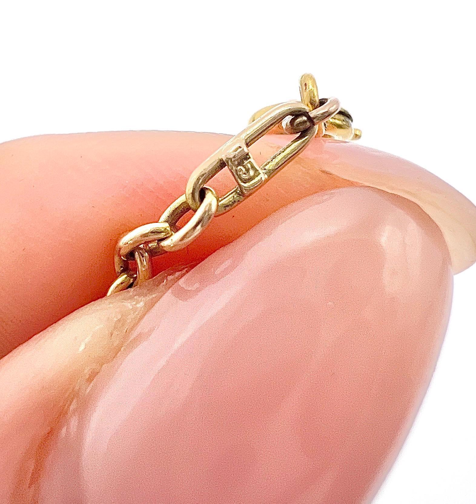 Chaîne édouardienne ancienne à maillons ovales et Fetter en or jaune 15 carats Bon état - En vente à Brighton, GB