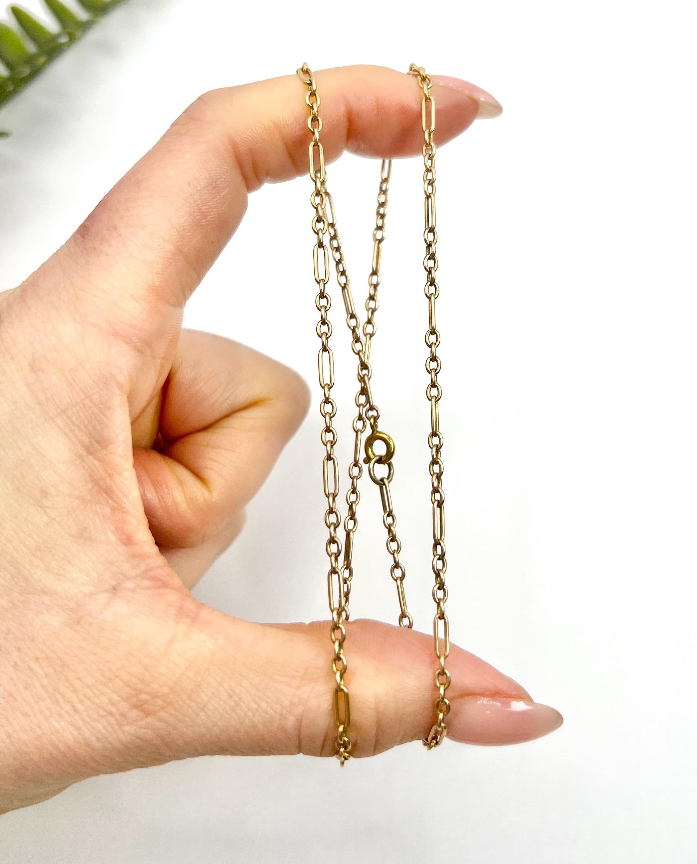 Chaîne édouardienne ancienne à maillons ovales et Fetter en or jaune 15 carats en vente 5