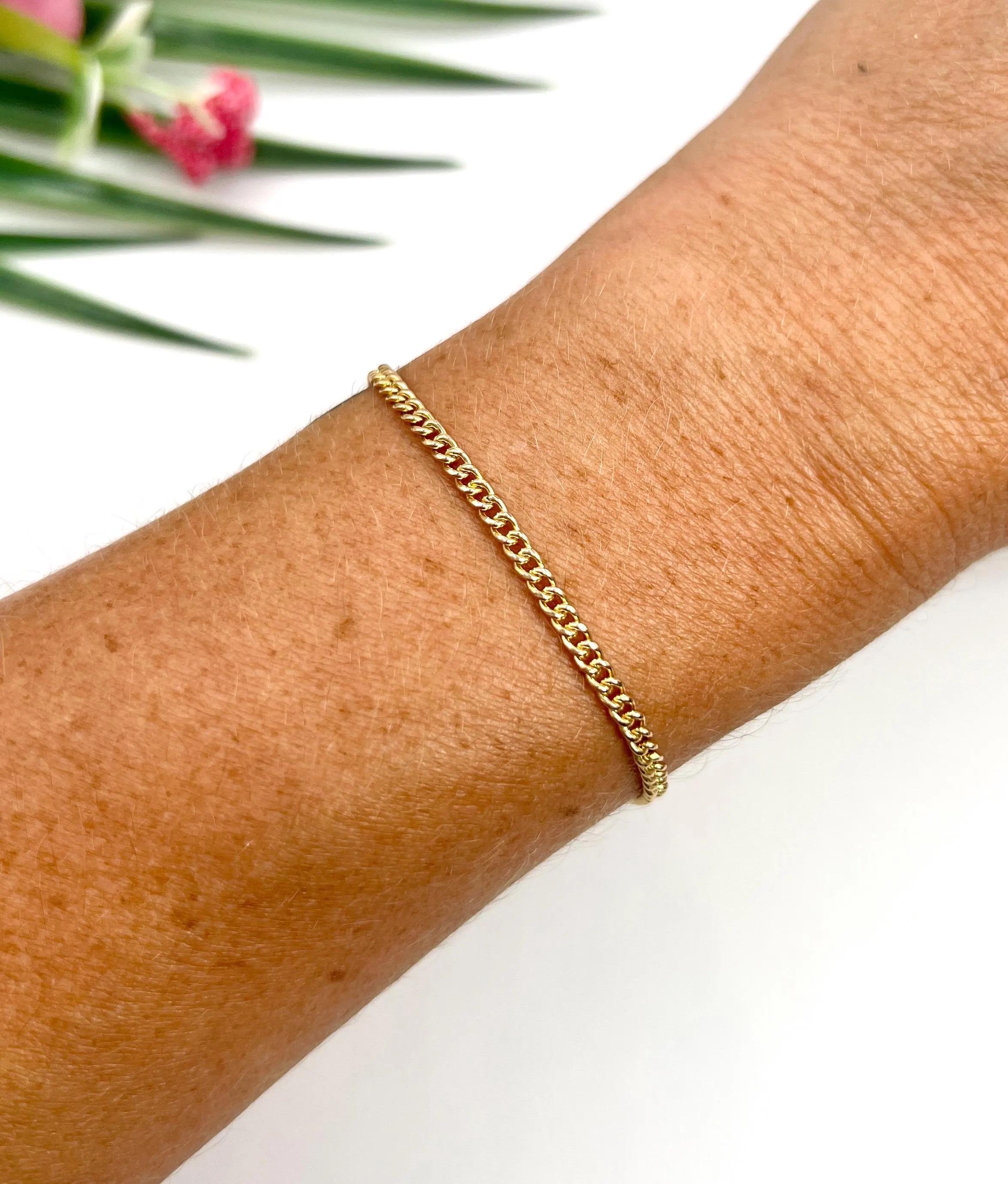 Pulsera antigua de oro amarillo de 15 ct, Edwardian Fine Curb Link Heart Charm Bracelet 4