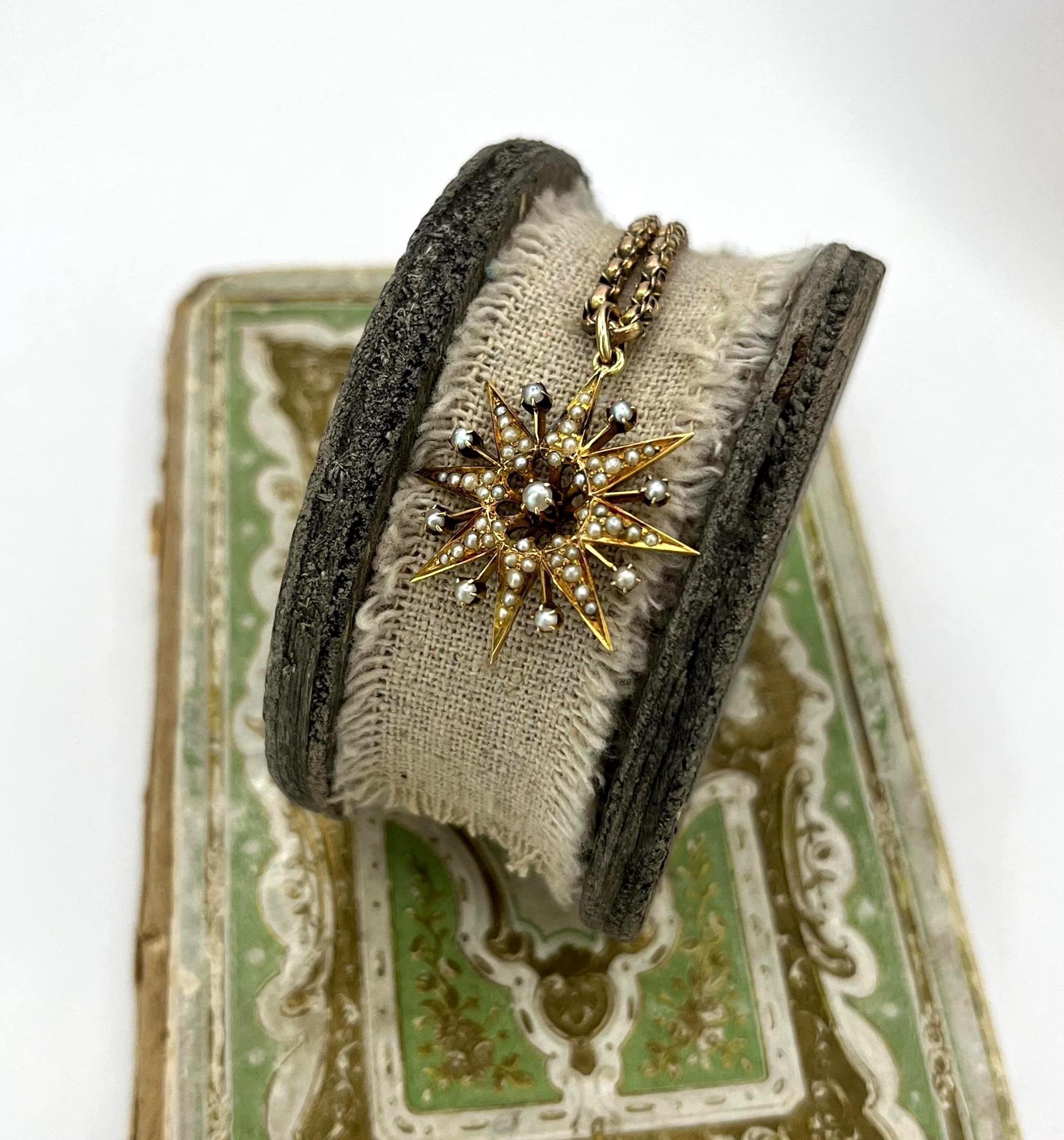 Antico ciondolo a stella in oro giallo 15ct e perle edoardiane, CIRCA 1910 in vendita 5