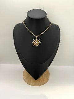 Antique 15ct Yellow Gold, Edwardian Pearl Starburst Pendant, Circa 1910