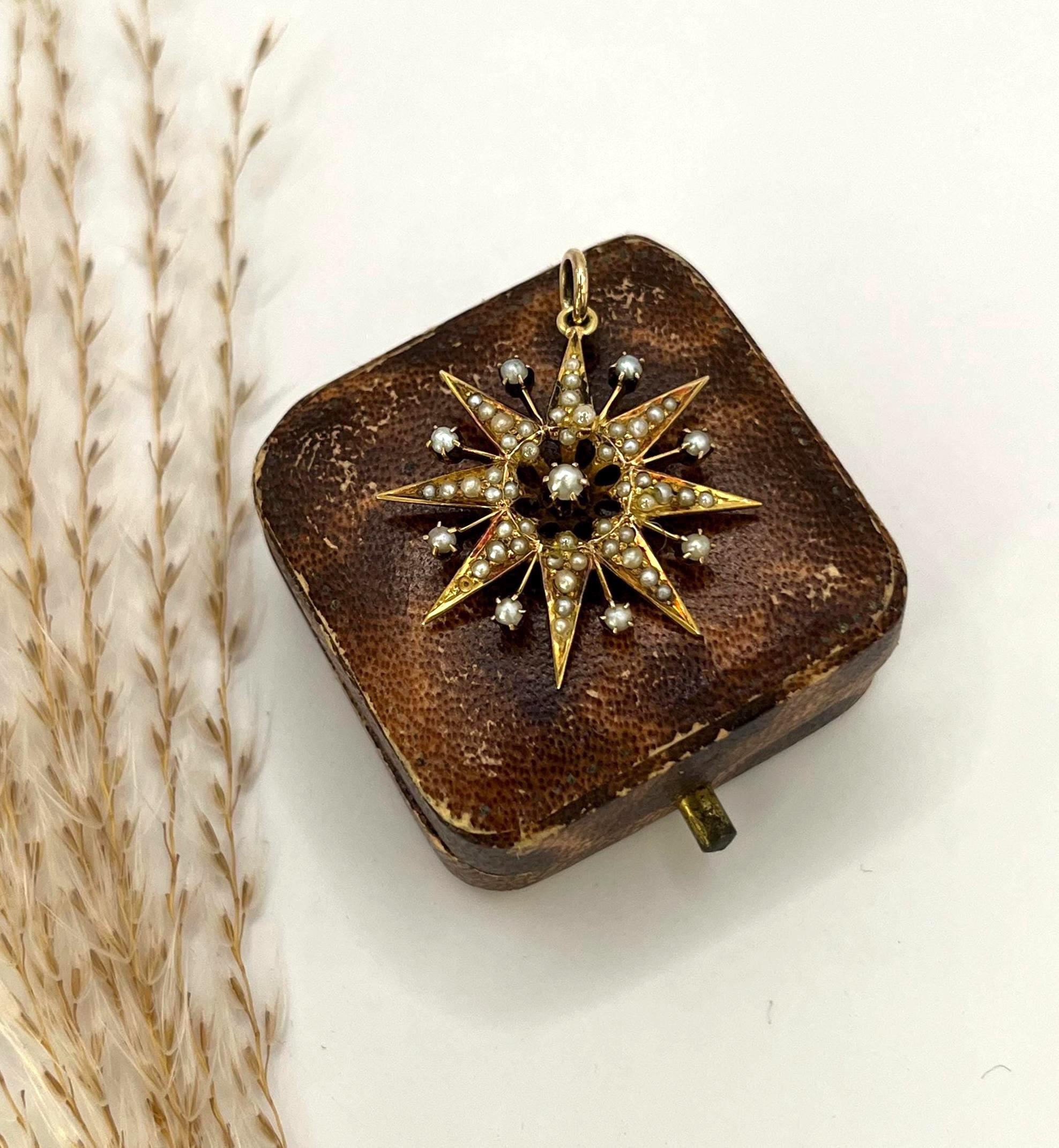 da uomo o donna Antico ciondolo a stella in oro giallo 15ct e perle edoardiane, CIRCA 1910 in vendita