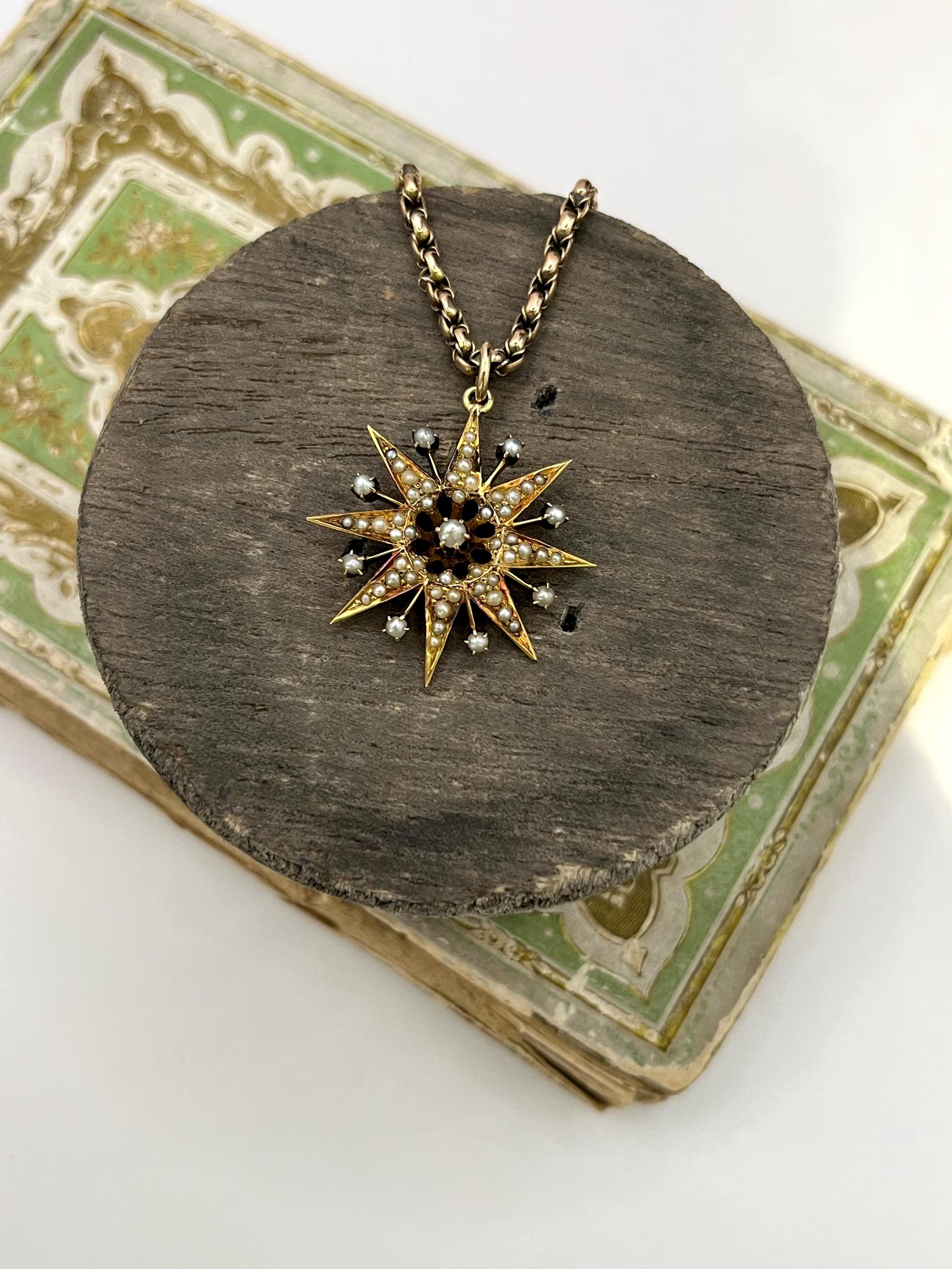 Antico ciondolo a stella in oro giallo 15ct e perle edoardiane, CIRCA 1910 in vendita 3
