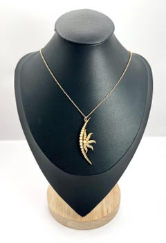Antique 15ct Yellow Gold, Edwardian Seed Pearl Sunburst Crescent Moon Pendant