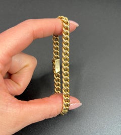 Antique 15ct Yellow Gold, Edwardian Solid Curb Link Bracelet with Integral Clasp