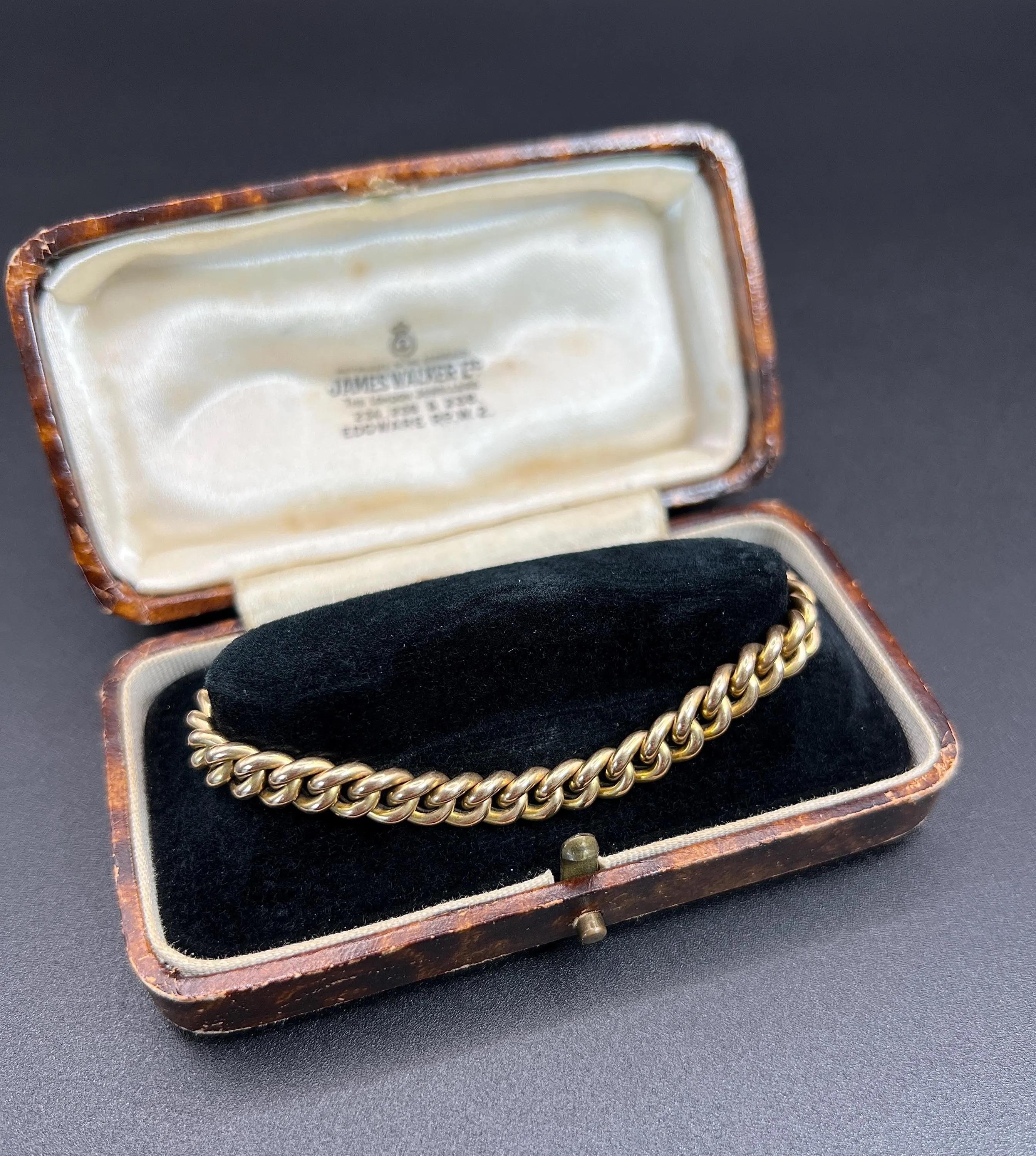Bracelet ancien en or jaune 15ct, édouardien, à maillons massifs avec fermoir intégral en vente 2