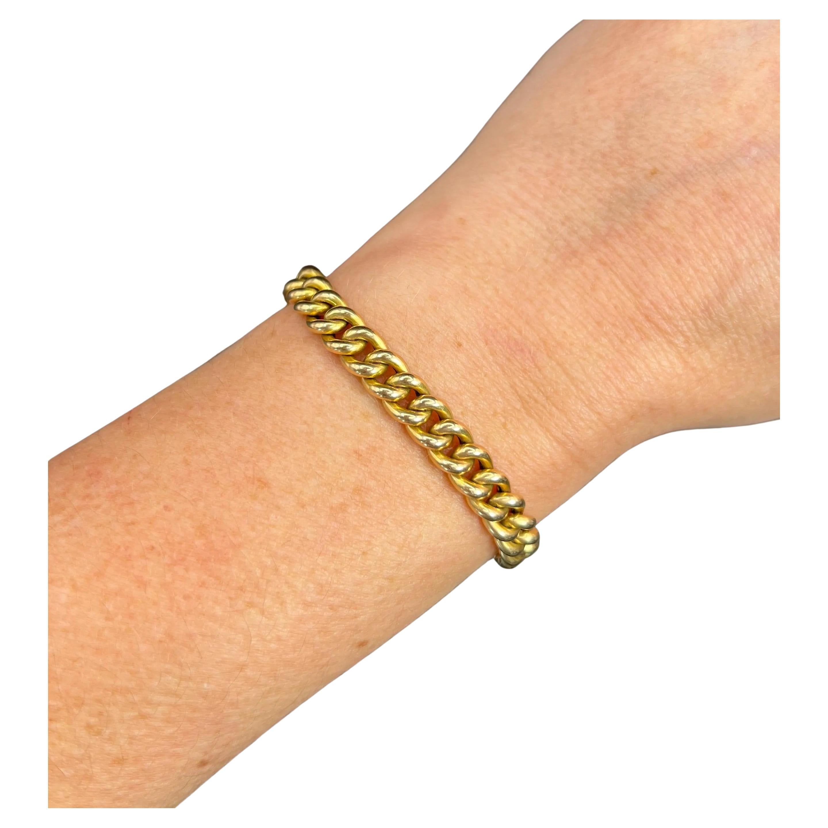 Bracelet ancien en or jaune 15ct, édouardien, à maillons massifs avec fermoir intégral