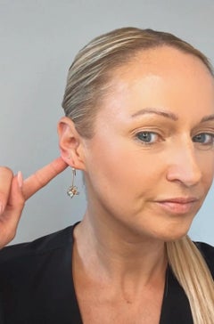 Antique 15ct Yellow Gold, Edwardian Topaz & Seed Pearl Spider Drop Earrings