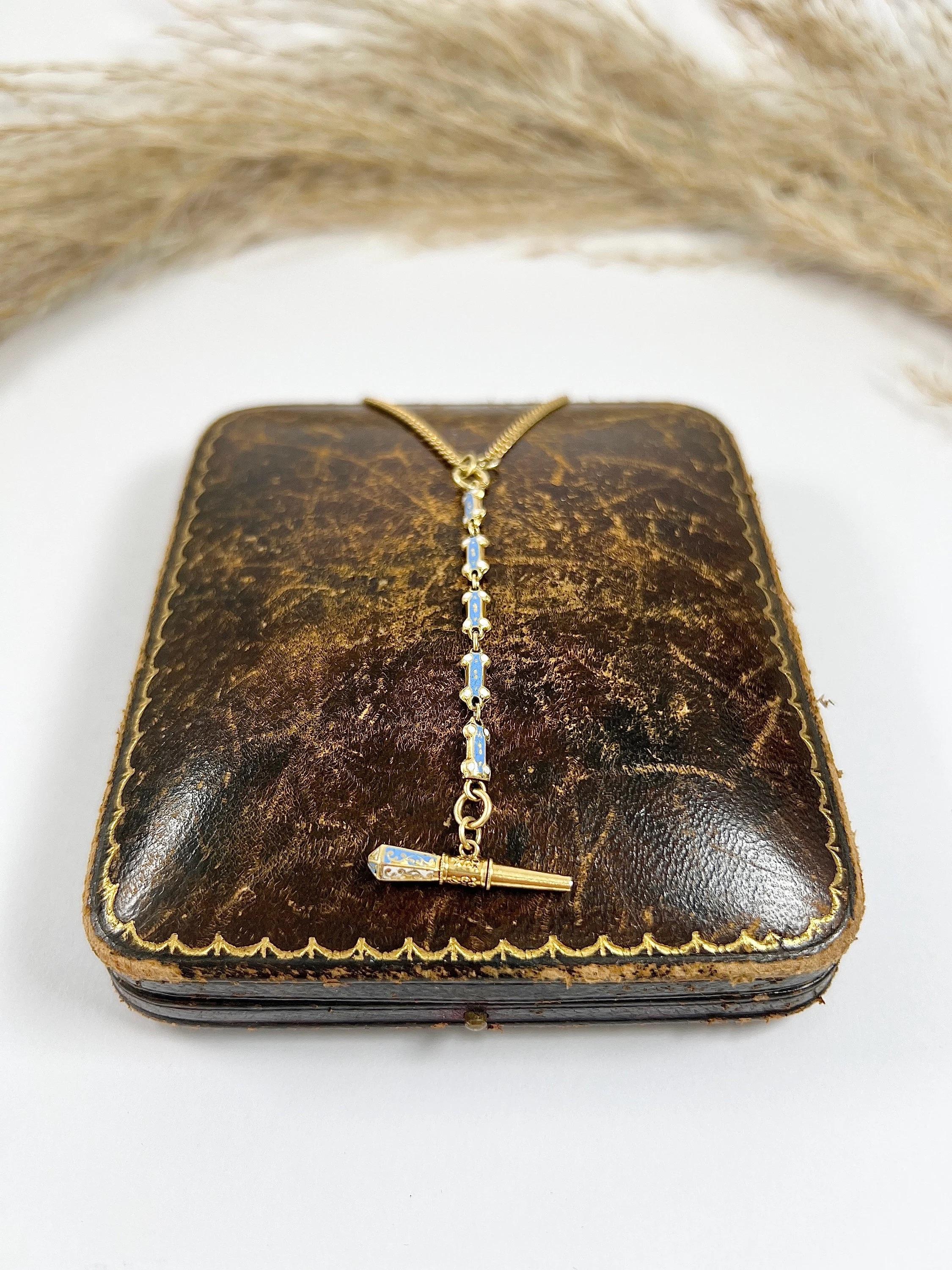 Antique 15ct Yellow Gold & Enamel, Fancy Victorian Pocket Watch Key Pendant For Sale 1