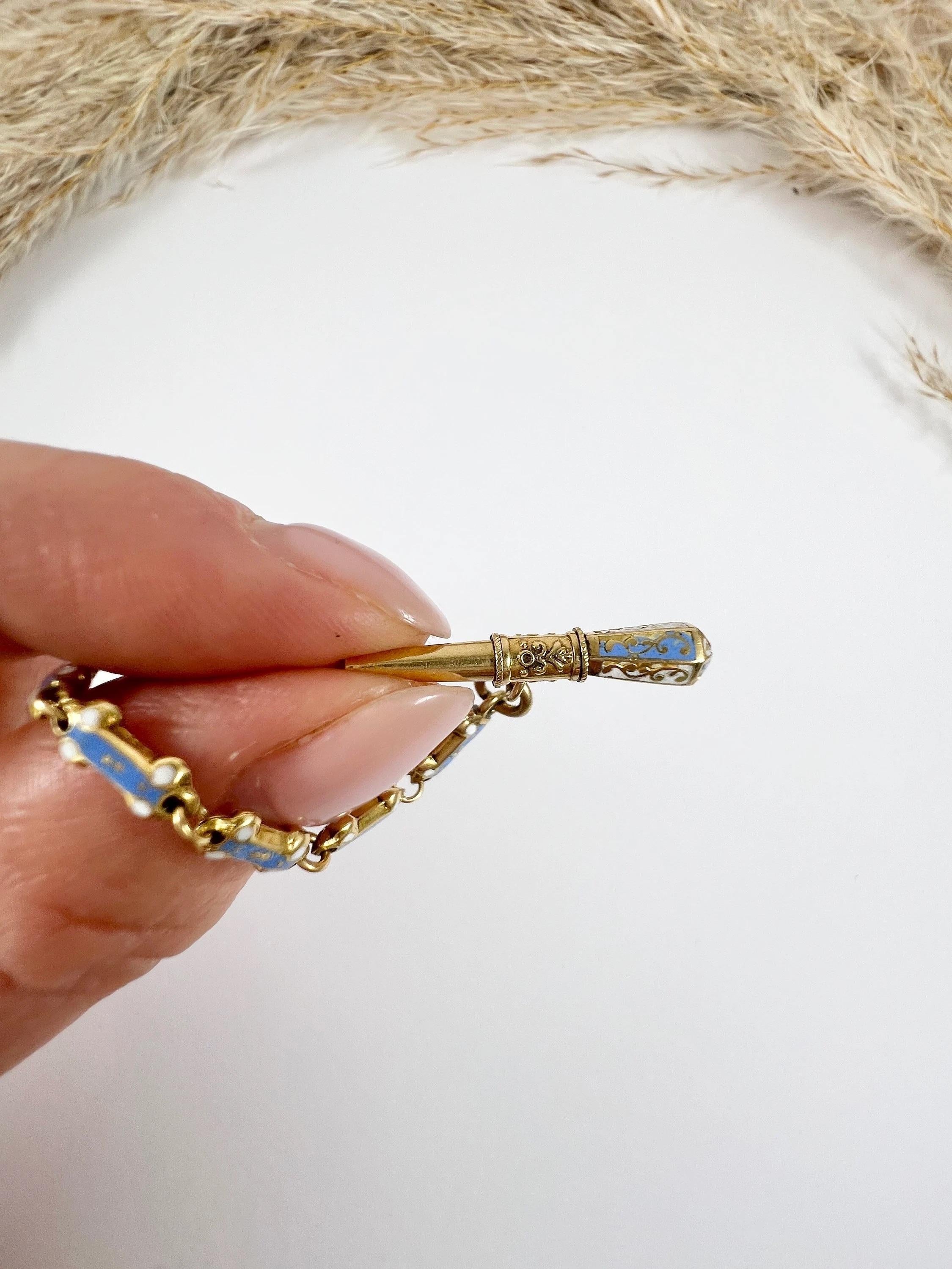 Antique 15ct Yellow Gold & Enamel, Fancy Victorian Pocket Watch Key Pendant For Sale 2