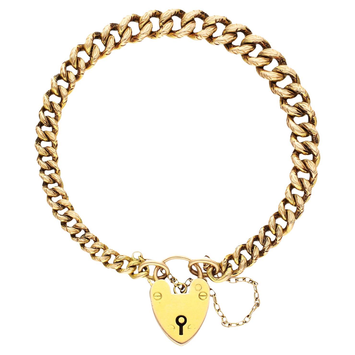 Antique 15ct Yellow Gold Graduated Curb Chain Bracelet 31.20 grams