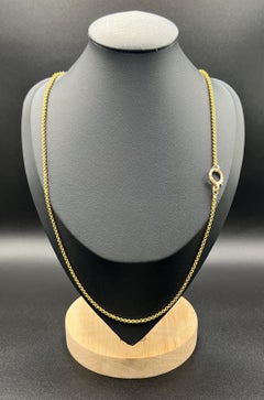 Antique 15ct Yellow Gold Rolo Link Chain, 21.5 Inch Edwardian Necklace