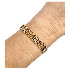 Bracciale antico in oro giallo 15ct con timbro, anni '20, A Link Gate