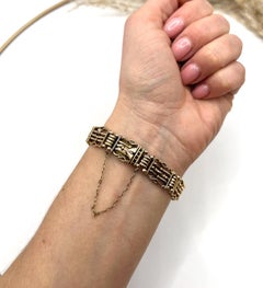 Antique 15ct Yellow Gold Stamped, 1920s Gate Bracelet