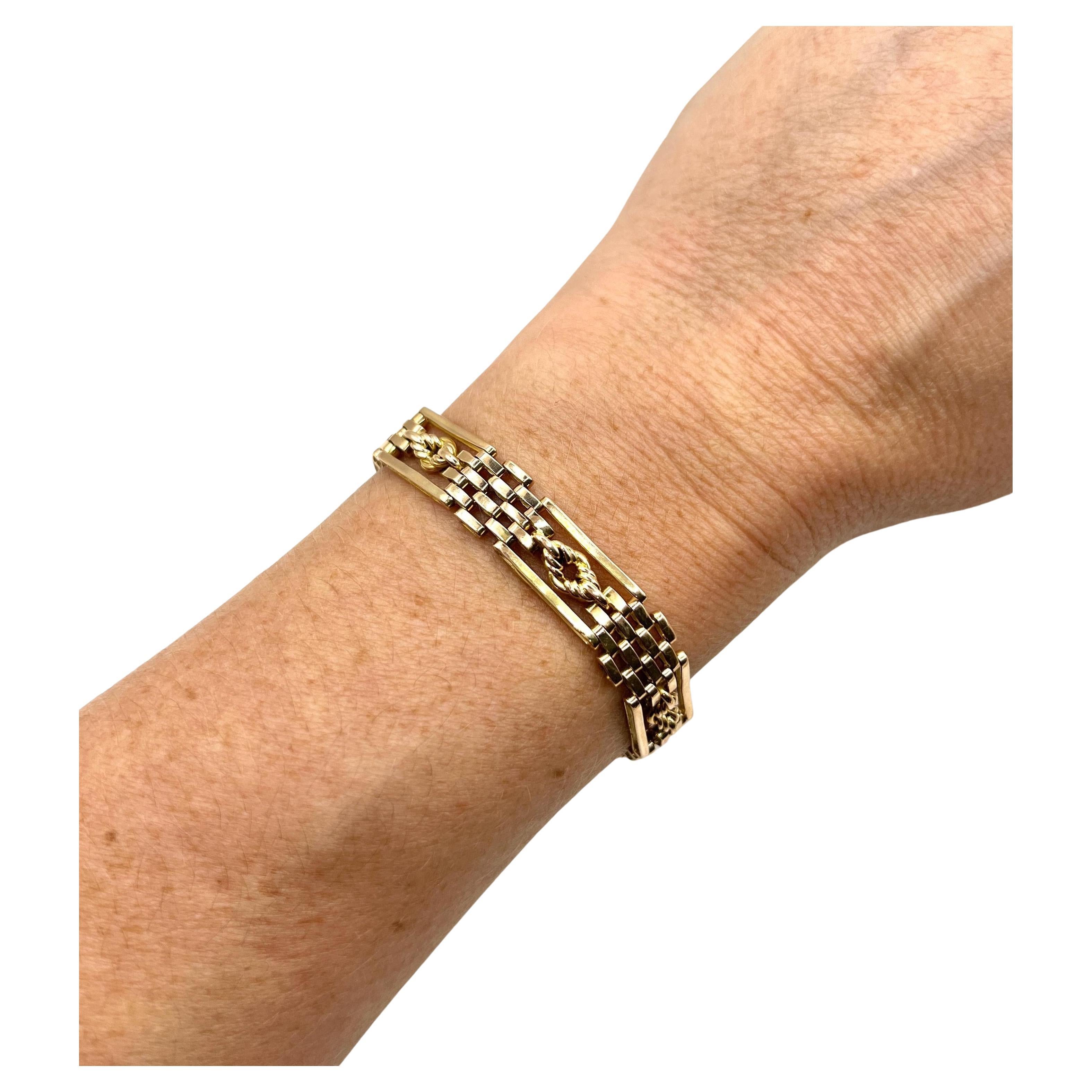 Antiguo oro amarillo de 15 ct estampado, brazalete de puerta de los años 20
