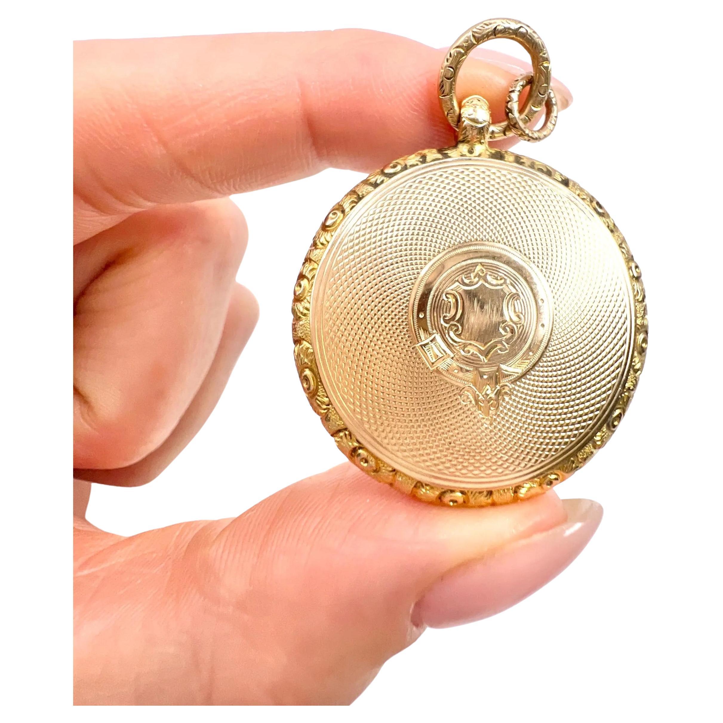 Antique 15ct Yellow Gold Stamped, Early Victorian Round Pocket Watch Locket