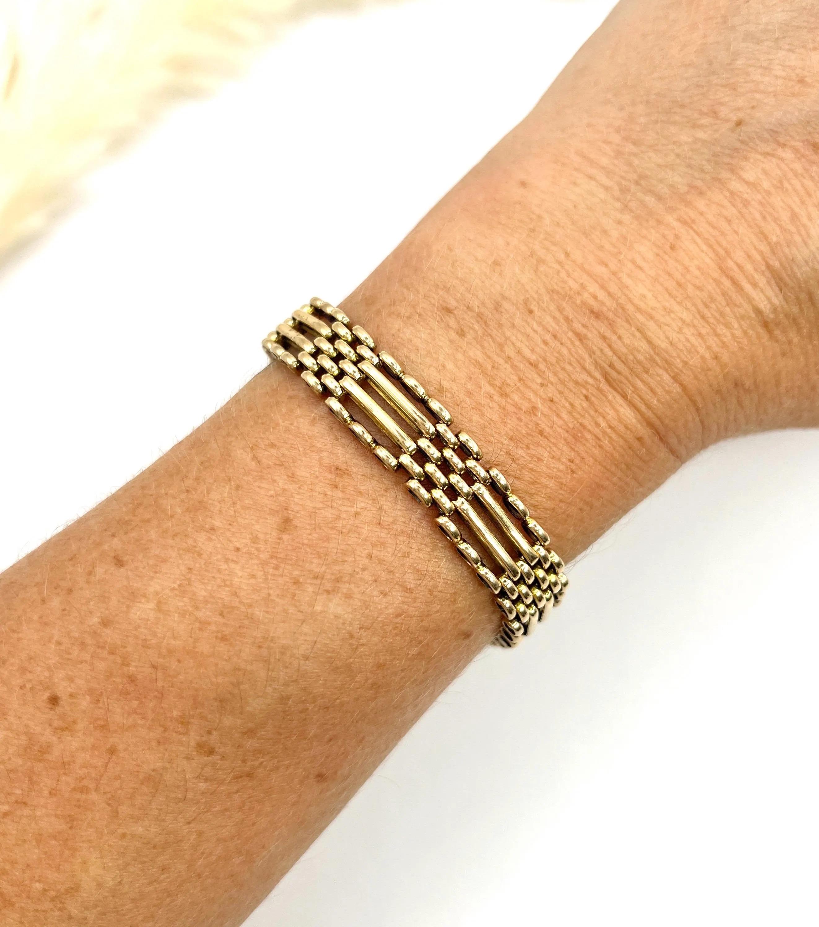 Bracelet ancien en or jaune 15ct estampillé, d'époque édouardienne en vente 6
