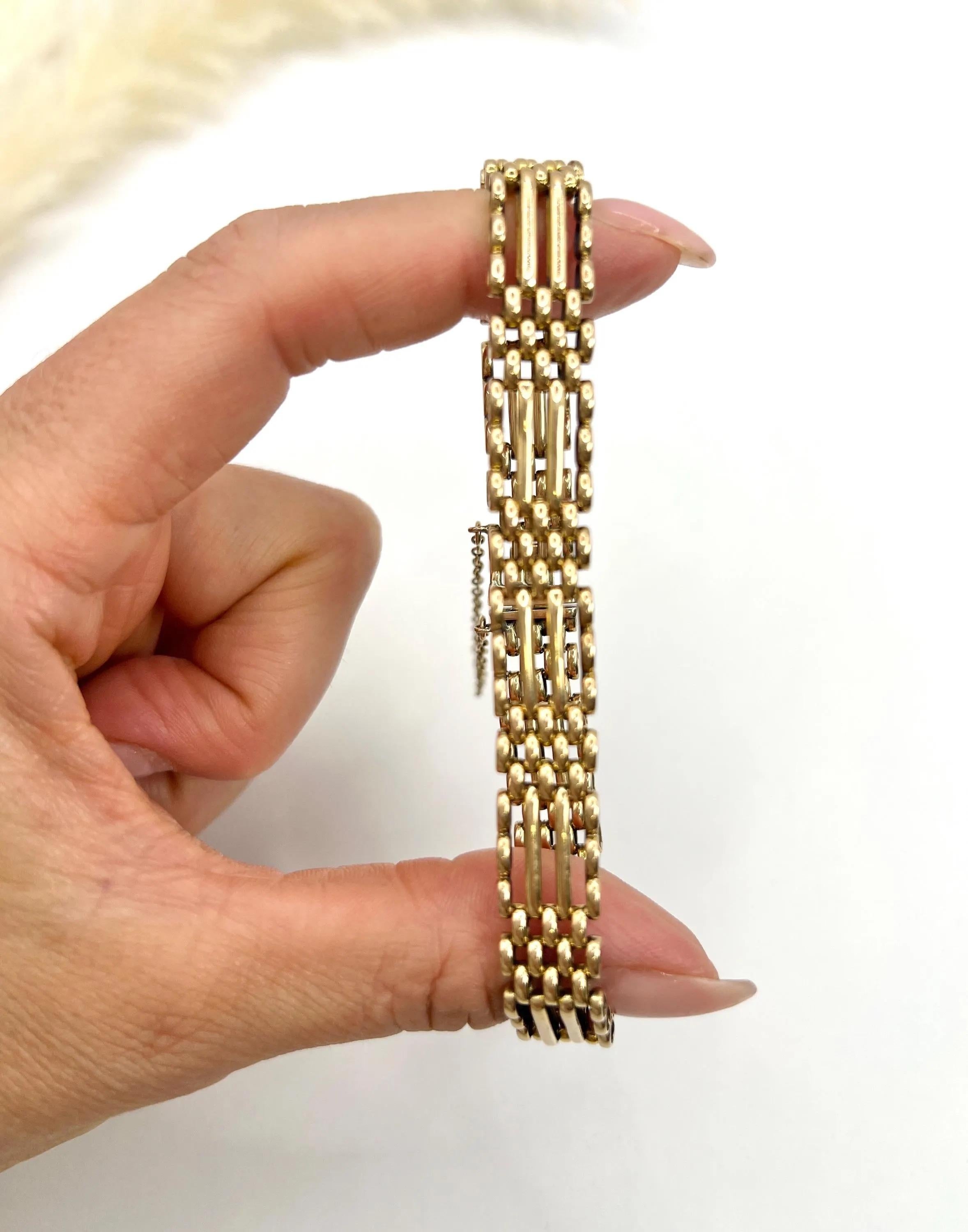 Édouardien Bracelet ancien en or jaune 15ct estampillé, d'époque édouardienne en vente