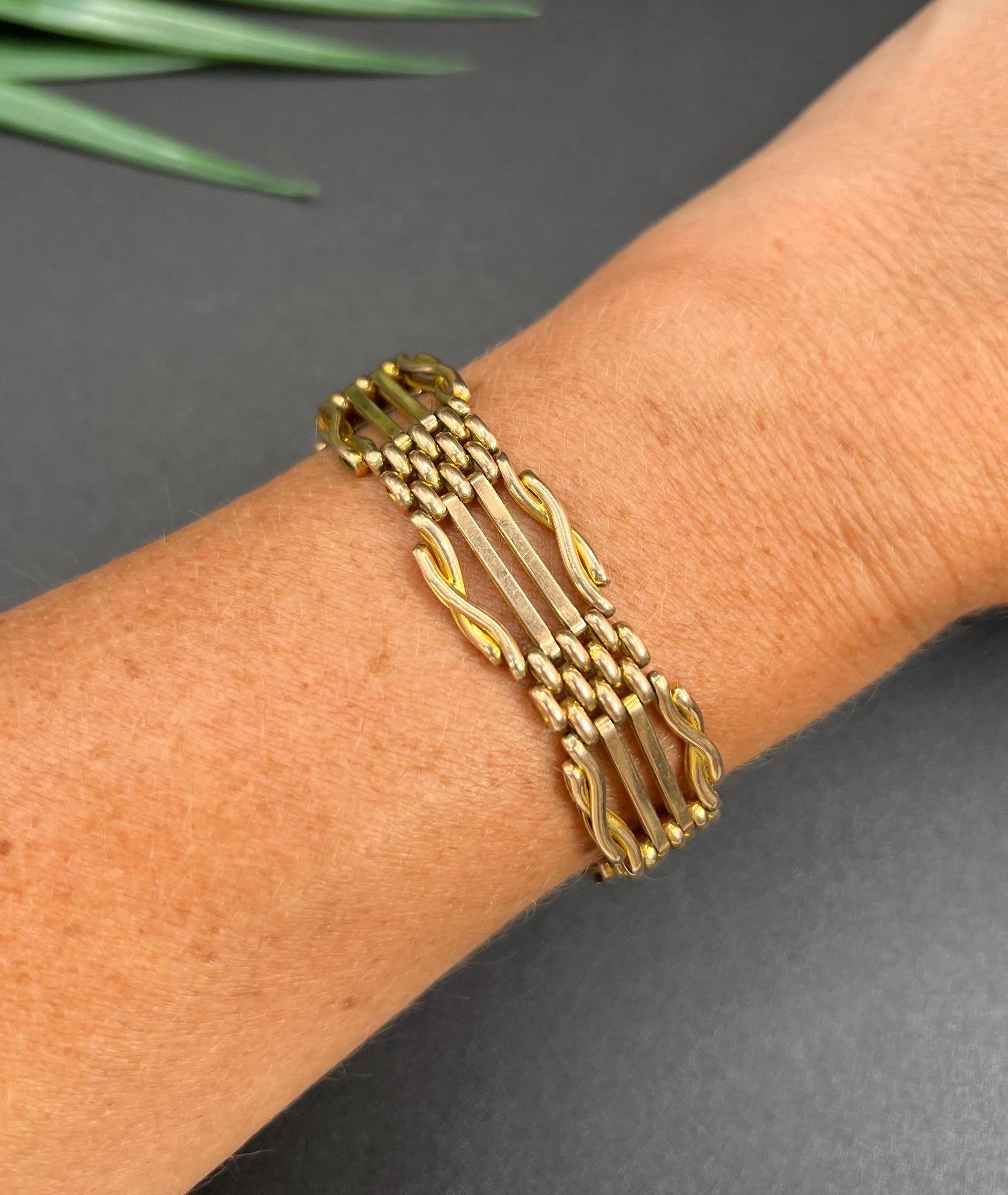Antikes 15ct Gelbgold, gestempelt, Edwardianisches Tor-Armband im Angebot 6