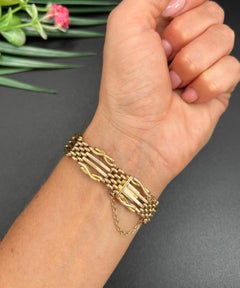 Antique 15ct Yellow Gold, Stamped, Edwardian Gate Bracelet