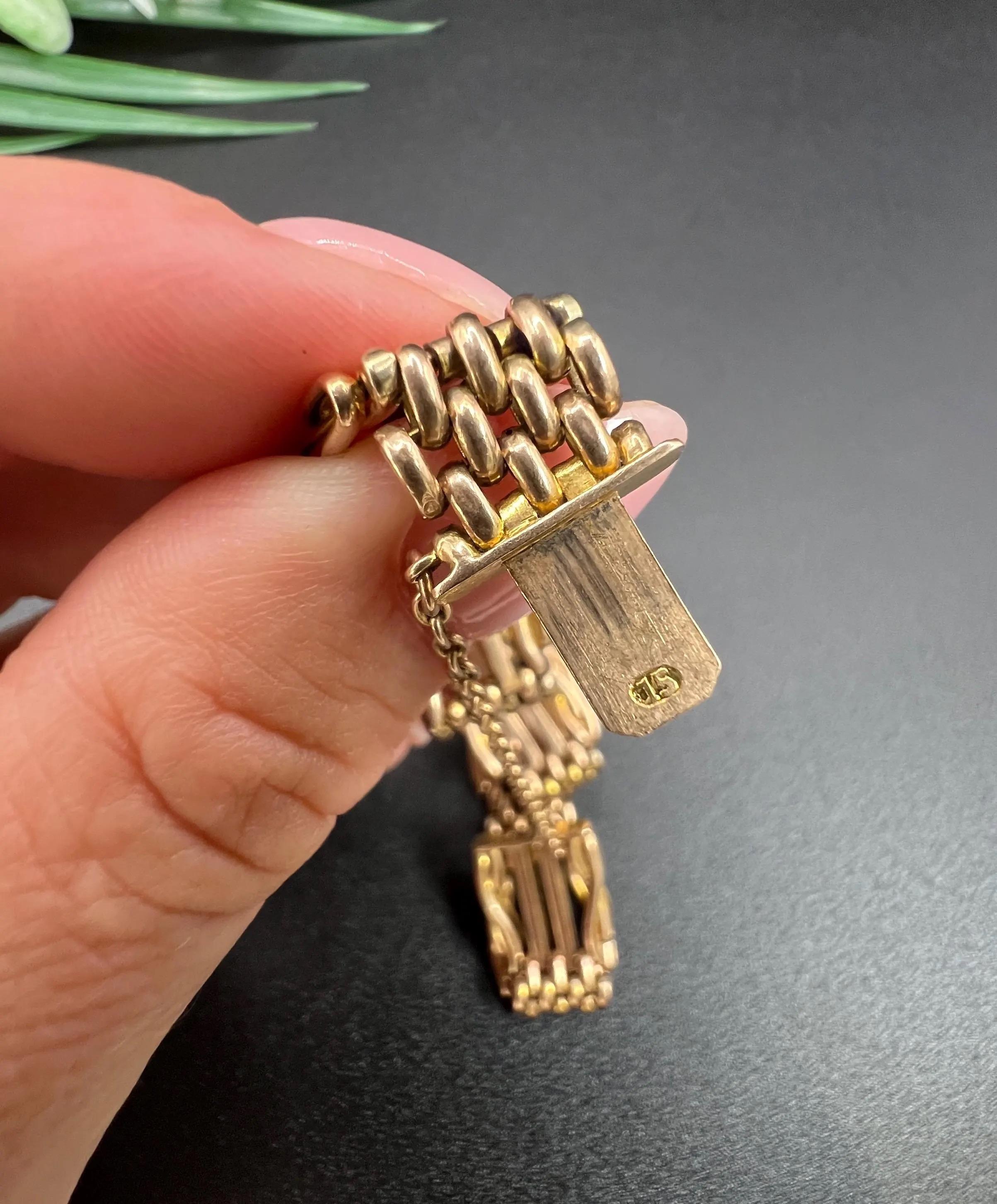 Antikes 15ct Gelbgold, gestempelt, Edwardianisches Tor-Armband im Zustand „Gut“ im Angebot in Brighton, GB