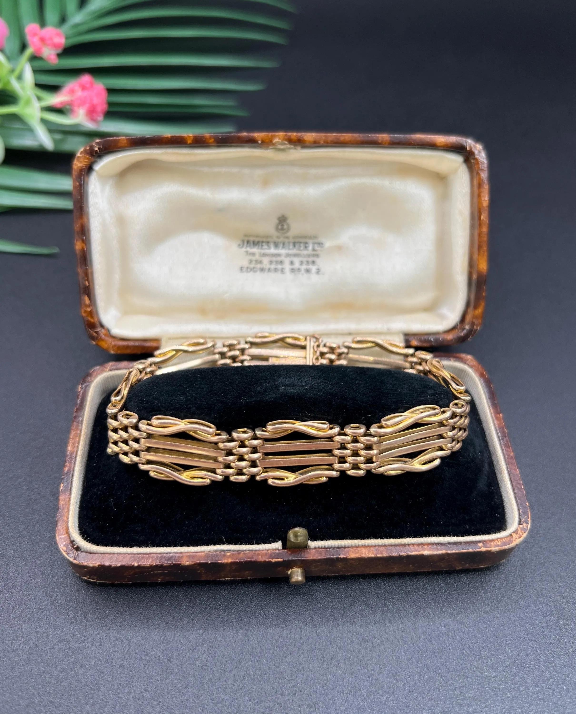 Antikes 15ct Gelbgold, gestempelt, Edwardianisches Tor-Armband im Angebot 5