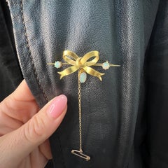 Antike 15ct Gelbgold gestempelt, Edwardian Opal Bogen geformt Brosche