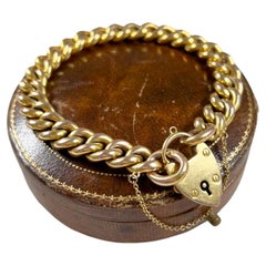 Bracelet victorien ancien à maillons courbes en or jaune 15 carats estampillé