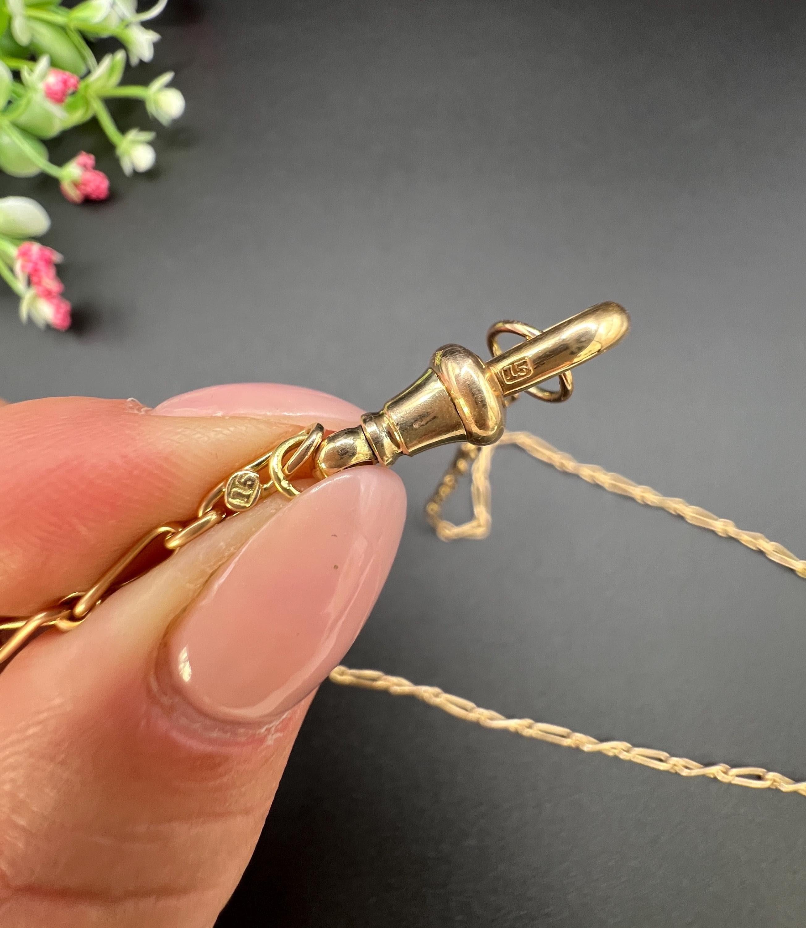 Antique 15ct Yellow Gold Tagged, 1920s 22 Inch Fancy Twisted Figaro Link Chain en vente 2