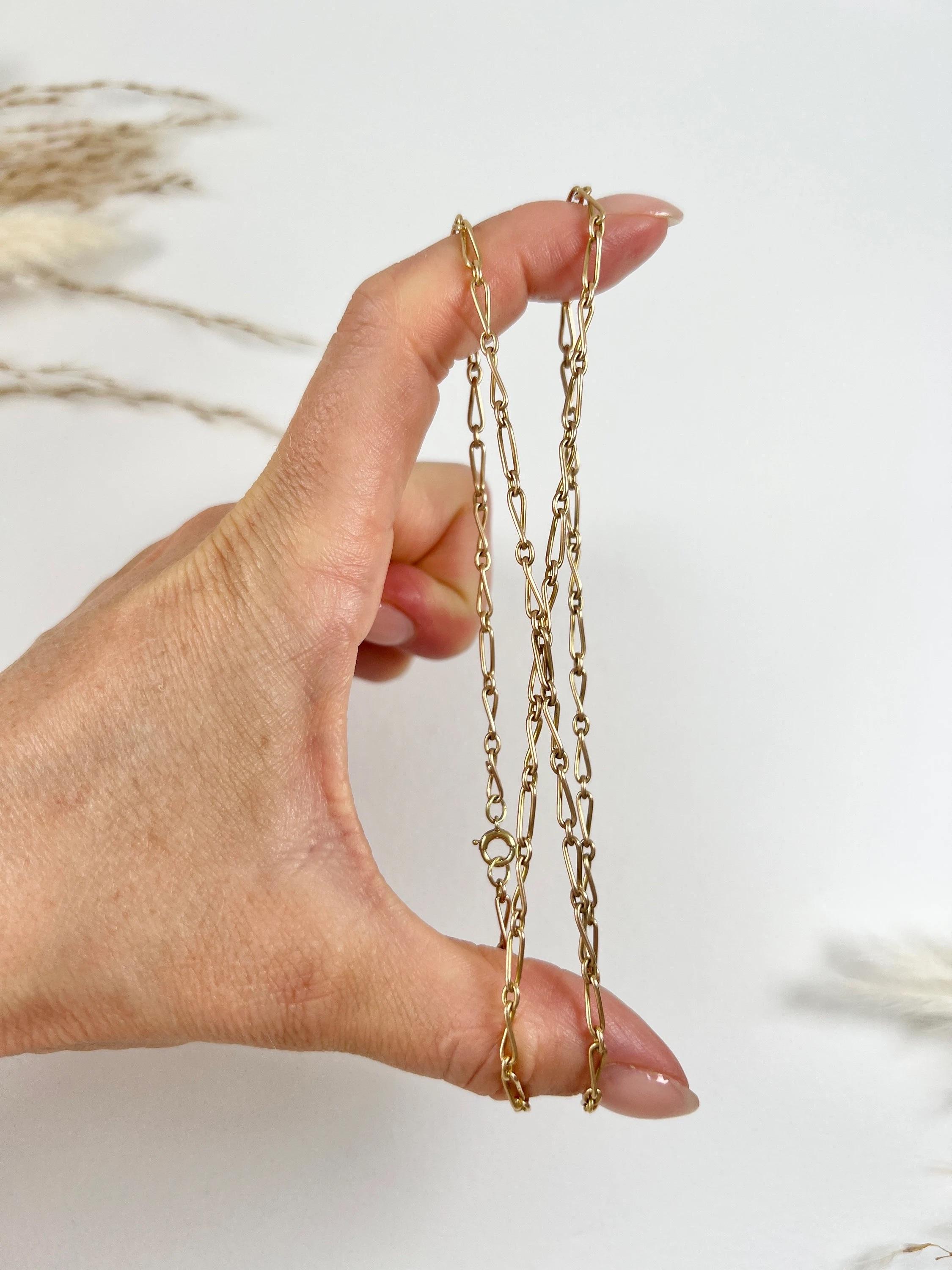 da uomo o donna Catena antica in oro giallo 15ct Tagged, 1920s Fancy Twisted A Link in vendita