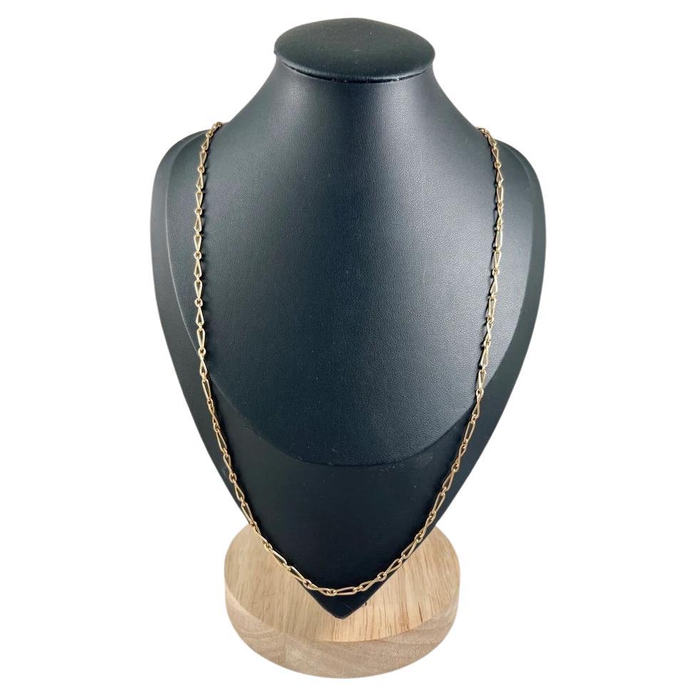 Antike 15 Karat Gelbgold Tagged, 1920er Jahre Ausgefallene gedrehte Figaro-Gliederkette