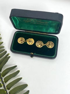 Gemelli antichi in oro giallo 15ct con turchese e rubino, CIRCA 1920