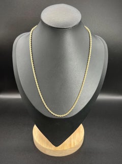 Antique 15ct Yellow Gold, Victorian 16 1/2 Inch Solid Rope Link Chain