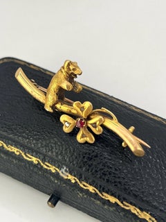 Antique 15ct Yellow Gold, Victorian Bear Bar Brooch, Circa 1900